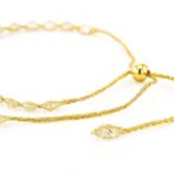 SET 14K Gold Cubic Zirconia Crochet D'Tuscano NECKLACE & BRACELET SET - Picture 6 of 6